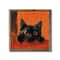 Black and Orange Cat 9.5" x 9.5" Framed Wood Plaque